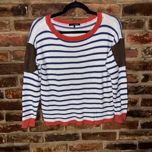 Lemon Tart Kienna Patch Knit Striped Pullover Sweater Women's Size Medium